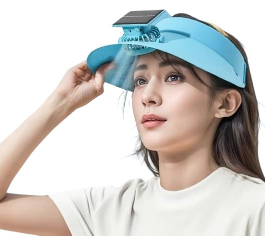 Outdoor Visor Hat with Solar Fan Solar Powered USB Charging