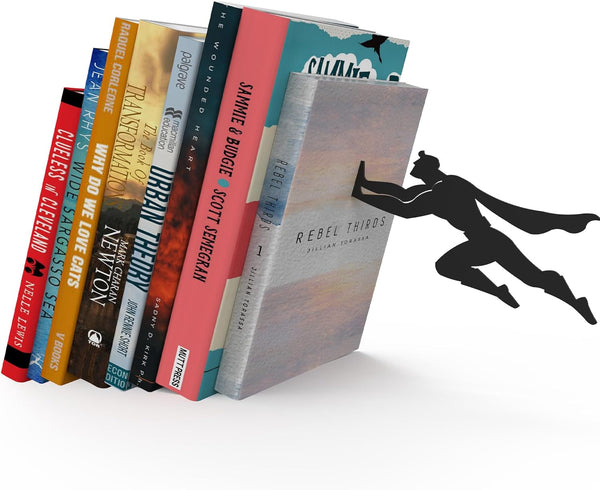 Heavy Duty Metal Hidden Bookends - Book & Hero